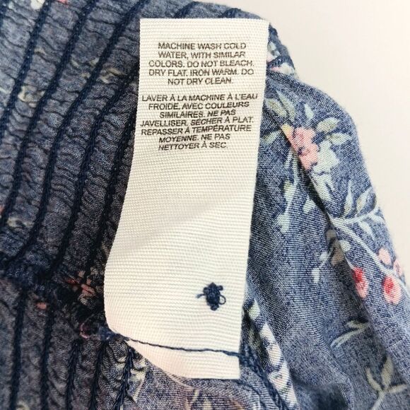 GARAGE Women’s Blue Floral Smocked Crop Tube Top Medium Strapless Peplum - Picture 8 of 8